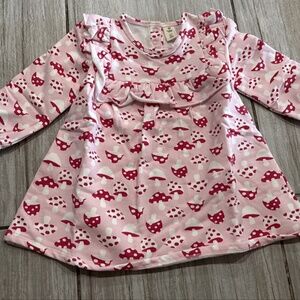 Baby Girl Ruffle Dress - Mushroom Toadstool Print